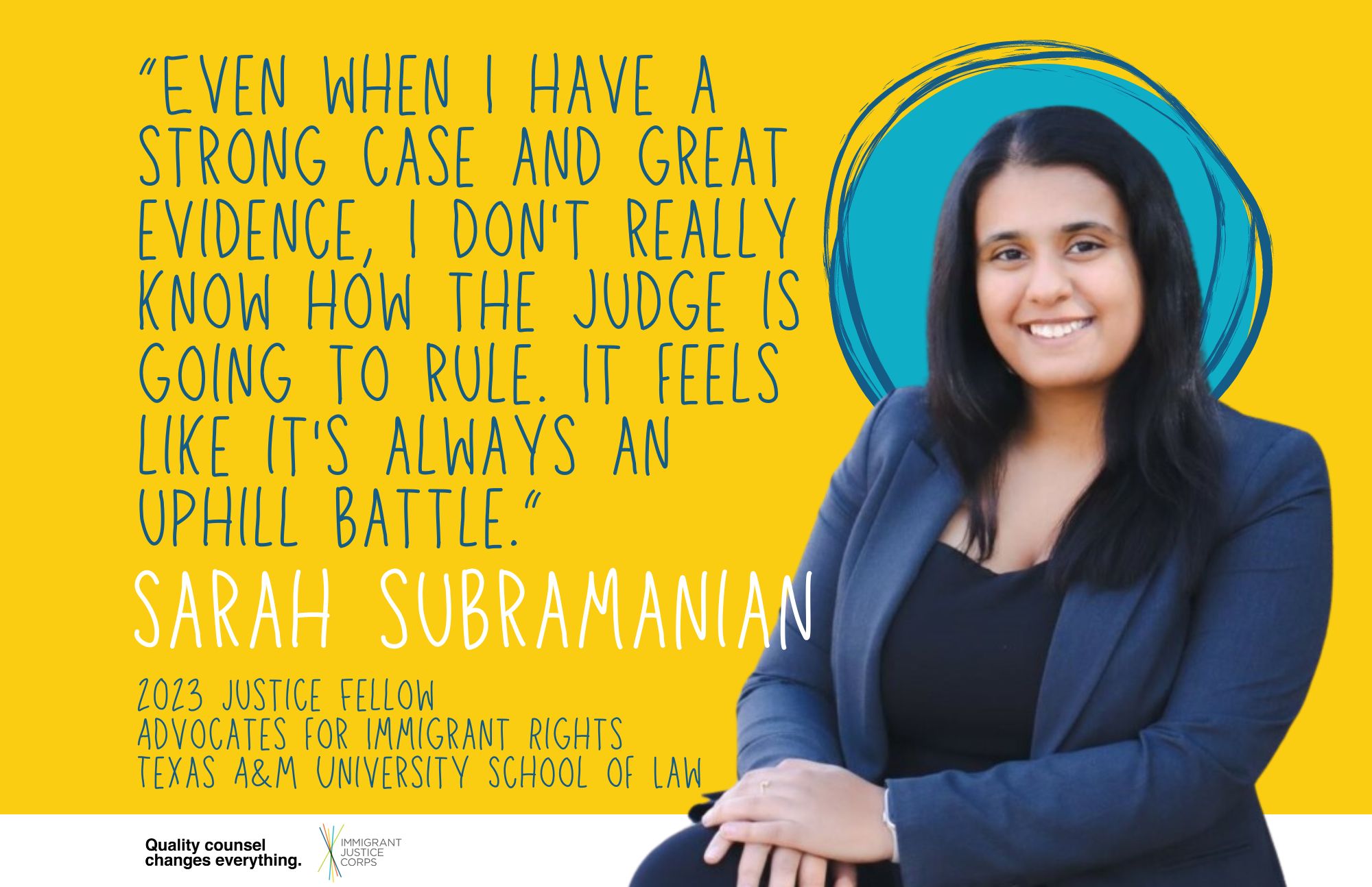 Fellow feature: Sarah Subramanian - Immigrant Justice Corps